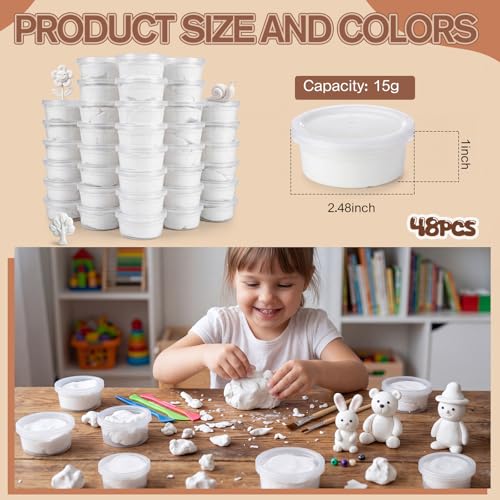 VioraWhite 48 Pcs Air Dry Clay Bulk 1.6lb Modeling Clay Kit,White - color: White