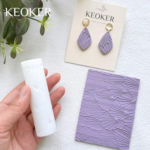 KEOKER Polymer Clay Texture Roller, Polymer Clay Roller for Making Earrings, Like Polymer Clay Texture Sheets, Great Work with Polymer Clay Cutters (Boho A), Floral A - color: Floral A