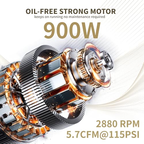 MZB 6.4 Gallon Ultra Quiet Air Compressor 110V/60Hz Steel Tanks Oil-Free 70dB Noise Level Air Compressor with Wheels for Spray Painting, Auto Repair, Carpentry Decoration - size: MZB-900H-24