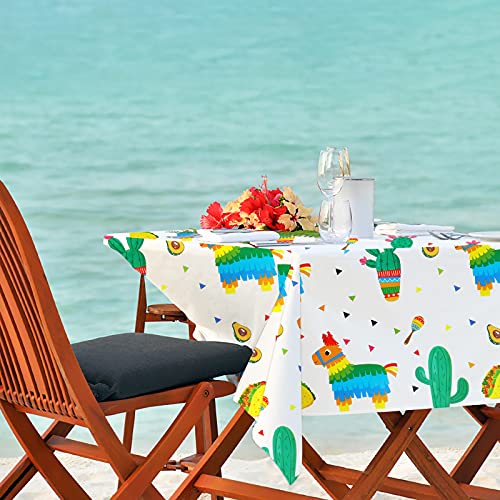 2pcs Cactus Llama Taco Table Cloth for Mexican Final Fiesta Party Decoration Bachelorette Party, Disposable Rectangle Cinco De Mayo Party Tablecovers, Summer Beach Mexican Party Party Supplies