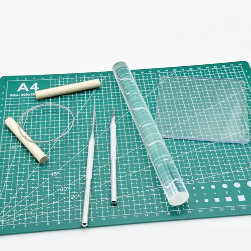 Yayatty Polymer Clay Tools, Acrylic Clay Roller, Acrylic Sheet, Rotary Cutting Mat, Round Polymer Clay Cutters with Clay Slicer Blade for Pottery and Sculpture (13 PCS) - color: 13 PCS