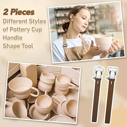 2 Pcs Pottery Handle Making Tools, Adjustable Clay Cutters,Simple Style | Mug Handle Carving Tool for Beginners Enthusiasts, Adjustable Cut Depth, Steel Cutting Heads, Smooth Wood Grips, Home Studio - color: Simple Style