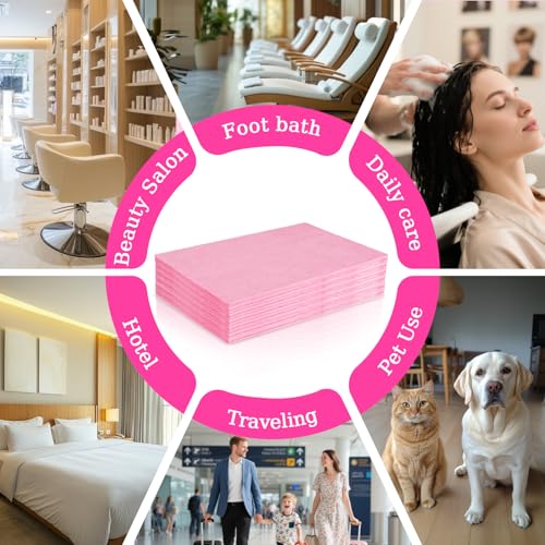 MAQIHAN 18PCS Massage Table Sheets - Pink Waterproof Disposable Bed Sheets - color: 18pcs pink