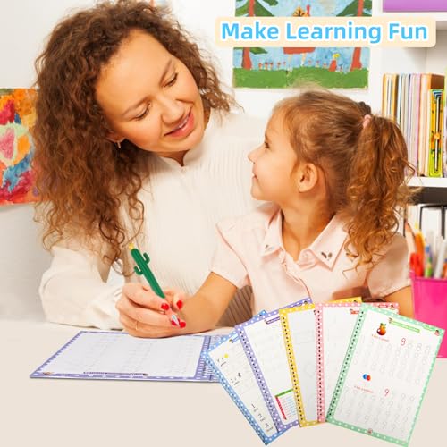 LUCKFUTURE Large Handwriting Practice for Kids, Grooved Design | Reusable Magic Copybook Set, Kindergarten Preschool Learning Activities Workbook, 5 Books with Pens - size: Large Handwriting Practice Books