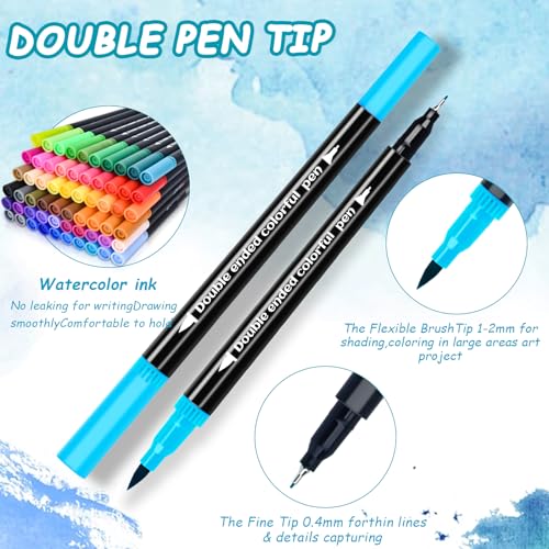 120 Colors Dual Markers Brush Pens, Art Markers Colored Pens for Adult Coloring Books, Brush and Fine Point Dual Tip Artist Colored Marker Set for Drawing Adult Coloring Hand Lettering - color: 120 Colors