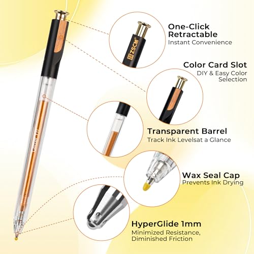 Yellow Retractable Glitter Gel Pens, 12 PCS Large Capacity Metallic Ink Pen - color: 12 Yellow