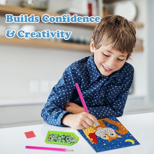 Labeol Diamond Art Kits for Kids Crafts for Girls Ages 6-8-10-12 Easy to DIY Creative Diamond Art Sticker Craft by Numbers Kits for Kids and Adult Beginners (6 Pack Adorable) - style: 6 pack Adorable