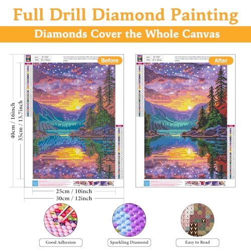 Diamond Art Kits for Adults & Beginners, Sunset Diamond Painting Kit | 5D Full Drill Gem Art with Starry Sky Landscape, Round Diamond Dots, Home Wall Decor & Gift, 12 x 16 Inch - color: HMDPUS-25901