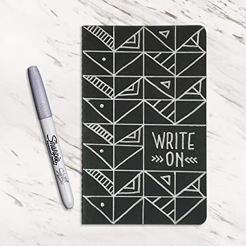 Sharpie Metallic Permanent Markers, Fine Point, Silver, 4 Count - For Black Paper or Dark Surfaces, Arts & Crafts, Posters