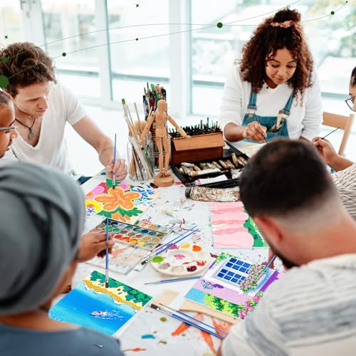 Nezyo 12 Sets Paint by Numbers with Frame for Adults, DIY Acrylic 8x8in | Beginner-friendly Canvas Kits, Party Activity or Birthday Gifts, Includes Brushes with Paints, Pre-framed Ready to Hang - style: Landscape