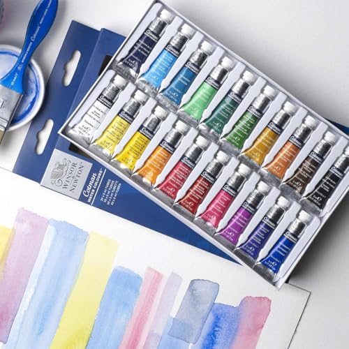 Winsor & Newton Cotman Watercolor Paint Set, 20 Colors, 5ml (0.17-oz) Tubes | Introductory Watercolor made with Fine Art Pigments, Perfect for Beginners, Lightfast & Permanent, Good Tinting Strength - style: 20 Tube Set 5ml