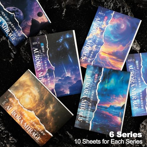 60 Pcs Galaxy & Aurora Stickers for Scrapbooking and Journaling - color: Star Dreams