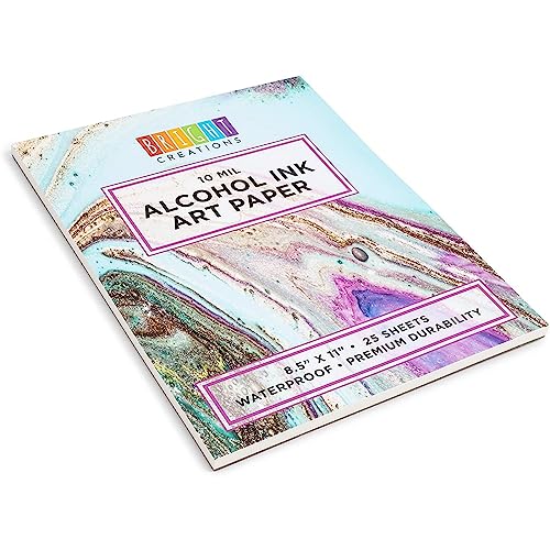 Bright Creations Alcohol Ink Paper Pad - 8.5 x 11 in, 25 Sheets - Synthetic Paper for Alcohol Ink Art & Painting Supplies