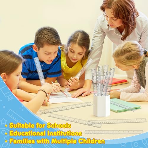 32 Pack Clear Plastic Ruler 12 Inch, Rulers Bulk for Classroom School | Transparent Ruler with Centimeters and Inches, Durable Metric Ruler, Back to School Office Home Supplies for Kids