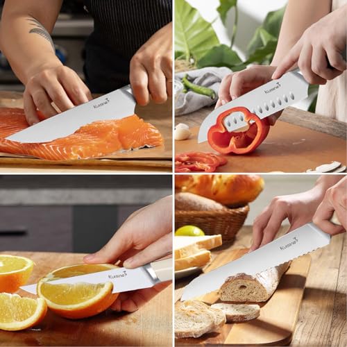 Kuisine Kitchen Knife Set,High Carbon Stainless Steel Ultra Sharp Blade Ergonomic Handle,Knife Block Set with Built-in Sharpener,Elegant Gift for Holiday(Irovy-Acacia,15PCS) - color: Pro Max Acacia Wood, size: 15 pieces