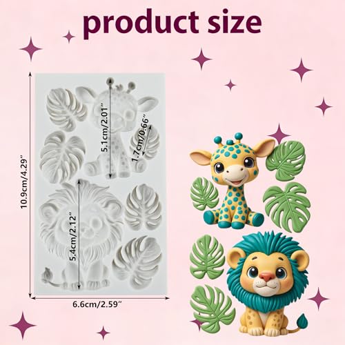 Safari Animal Polymer Clay Mold Tropical Leaf Lion Silicone Molds - color: Style E