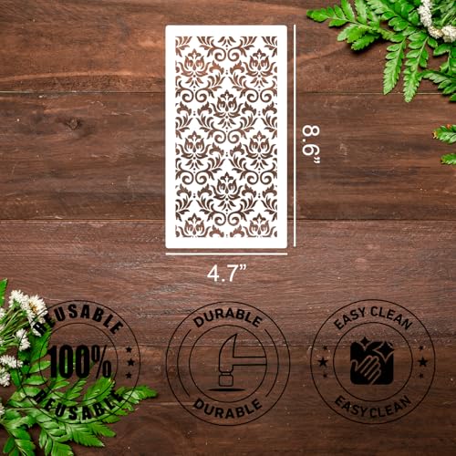 Stencils for Crafts Reusable Texture Stencils for Painting 8"x4" | Background Stencil Drawing Templates for Wood Canvas Furniture Scrapbooking - style: Basic