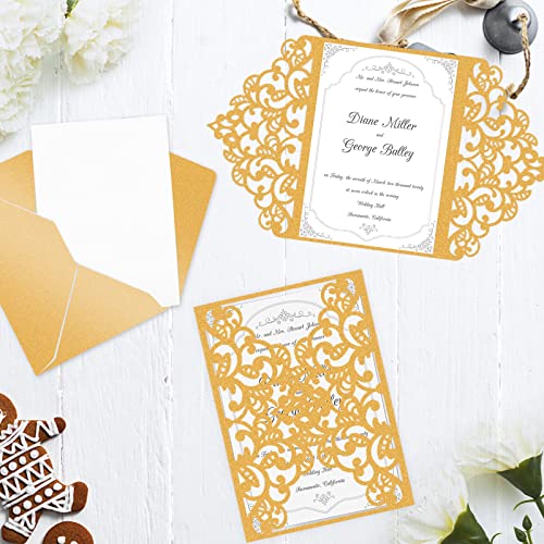 24 Sheets Gold Shimmer Cardstock 8.5 x 11 Metallic Paper | Goefun 80lb Card Stock Pearlescent Paper for Invitations, Birthday, Anniversaries, Card Making - color: gold