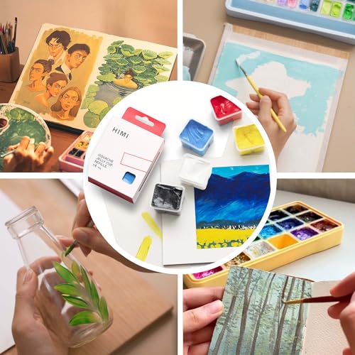 HIMI Gouache Paint Jelly Cup Refill, 4 Pack 30g, Single Color Paint for Artists & Hobby Painters, Unique Design In Jelly Cup Rich Pigment, Non Fading Art Supplies for Canvas and Paper Painting(ultramarine) - color: ultramarine