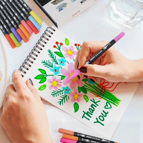 ZSCM 80 Colors Markers for Adult Coloring Books No Bleeding - Duo Tip Pens | Fine & Brush Coloring Marker for Adult Calligraphy, Illustration, Cards Drawing, Note taking Lettering, Journaling - color: 80 Colors