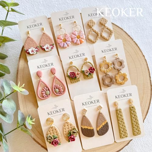 KEOKER Polymer Clay Texture Roller, Polymer Clay Roller for Making Earrings, Like Polymer Clay Texture Sheets, Great Work with Polymer Clay Cutters (Stripe) - color: Stripe