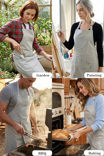Nanxson Pottery Apron Split Leg with 3 Pockets & Adjustable Buckle | cotton material,Long apron,adjustable waist tie,for Pottery Ceramic Wheel DIY Art Garden - color: Khaki