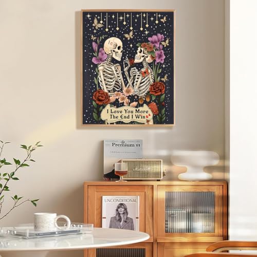 KICHANG Skull Diamond Art Kits for Adult Diamond Painting Kit for Beginner | Skeleton 5D DIY Diamond Dots Full Drill Crafts for Gem Art Dot Art for Adults Home Wall Decor for Teens Boys Girls 12x16 inch - color: DP04606