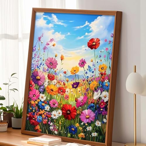 Alptiny Wild Flowers Paint by Numbers Kit for Adults Beginner, Colorful Floral Landscape Paint by Number Kits on Canvas, DIY Flower Oil Painting Kit for Relaxation & Home Decor, 16x20 Inch - color: Colorful Floral