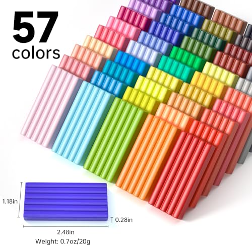 Shuttle Art Polymer Clay Kit, 57 Colors Oven Bake Clay for Kids with 19 Carving Tools and 10 Accessories, Non-Sticky, Non-Toxic, Ideal Gift for Kids - color: 57 Colors