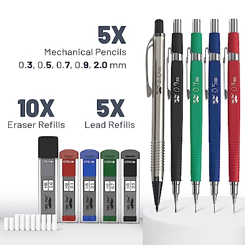 Mr. Pen- Art Mechanical Pencil Set, 5 Mechanical Pencils (0.3, 0.5, 0.7 - color: Multicolored
