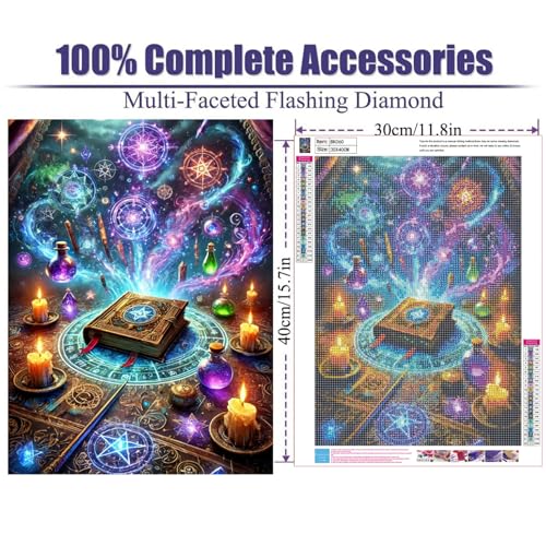 puonidwo Halloween Diamond Painting Kits for Adults, Magic Diamond Art Kits for Beginners, Book DIY Full Drill Paint with Diamond, Home Wall Decor 12 x 16 Inch - color: BK060