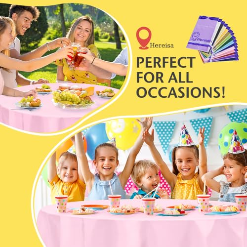 Premium Blush Pink Plastic Table Cloth Disposable (2 Pack) Round Tablecloth (84in) Party Table Cloths Disposable, Perfect Table Cloth Round Cover for Any Table Up to 6 Feet - color: Fb1 - Light Pink, size: 2 PACK | Round | 84 Inch