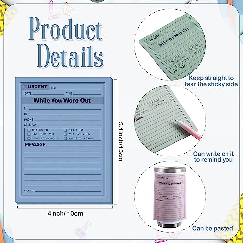 Eaasty 9 Pcs While You were Out Message Pad 4 x 5 Inch Phone Message Pads Messages Pack Assorted Color Adhesive for Office Supplies Work Call, 40 Sheets/pad(Pastel Colors) - color: Pastel Colors