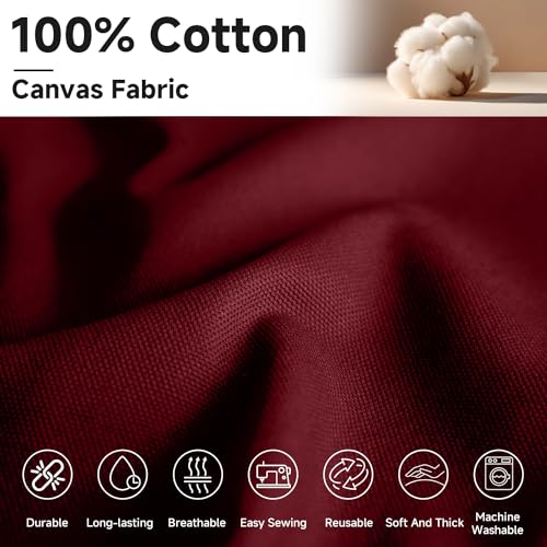 Simple&opulence Canvas Fabric by the Yard, 59'' Wide, Premium Natural Cotton Duck Canvas Fabric for Crafts, Upholstery, Home Decor, Sewing DIY Cloth (Dark Red, 1 Yard) - color: Dark Red, size: 1 Yard (36"x59")