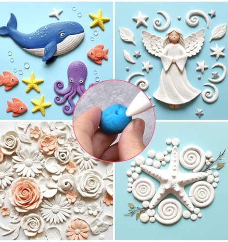 9 Pcs Air Dry Clay Sculpting Tools, Plastic Clay Shaping Tools Double-Head Polymer Modeling Pottery Tool for Pottery Cake Decoration Modeling Shaping, Ideal for Air-Clay Craft, Plastic Tool Kit