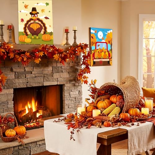 Sherr 12 Pcs Pre Drawn Canvas for Adults,Autumn Harvest,8 x 10 Inch - size: 8 x 10 Inch, style: Autumn Harvest