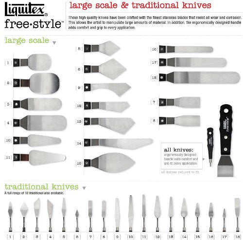 Liquitex Professional Freestyle Large Painting Knife, No. 2 | Rustproof Stainless Steel Knife Blade, Non-Slip Ergonomic Handle for Grip, Riveted Handle for Durability - size: Large, style: No. 2