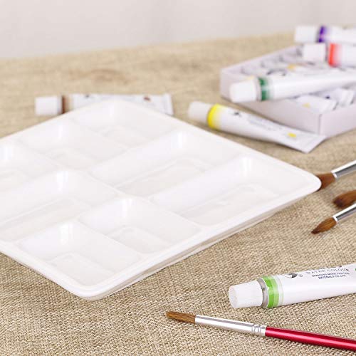 VanEnjoy White Square Ceramic Artist Paint Palette,Porcelain Watercolor Palette,Ceramic Mixing Tray for Watercolor Gouache Painting