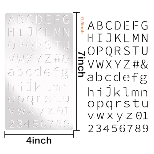 Metal Engraving Stencils, Small Letter Number Alphabet Fonts Templates and Stencils for Engraving Pyrography Metal Wood Burning Glass Lettering Journaling DIY Drawing (letter2)