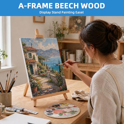 4 Pack Beechwood 25’’ Tabletop Easel Display Stand Set for Painting | Holding Canvas Up to 22 1/2 Inches High, Artist A-Frame Tripod with Rubber Feet, Portable Photo and Sign Holder - size: 4 Pack
