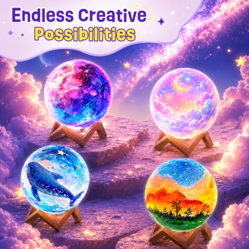 Paint Your Own Moon Lamp Kit, 3D Moon Night Light, Crafts for Kids Age 4-12 - style: Moon