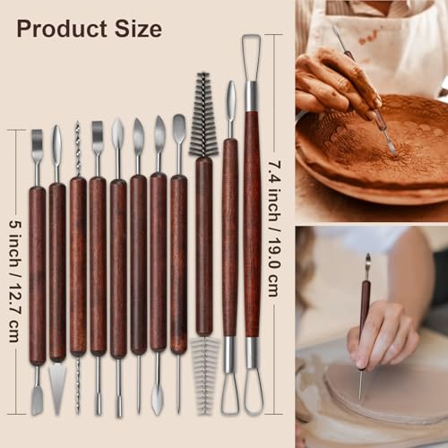 Amrules 43 Pcs Polymer Clay Sculpting Tools Kit for Adults, Red | Multi-Functional for Carving, Dotting & Molding, Ideal for Art Class & Pottery Studio, Comes with Zipper Storage Bag - color: Red-43Pcs