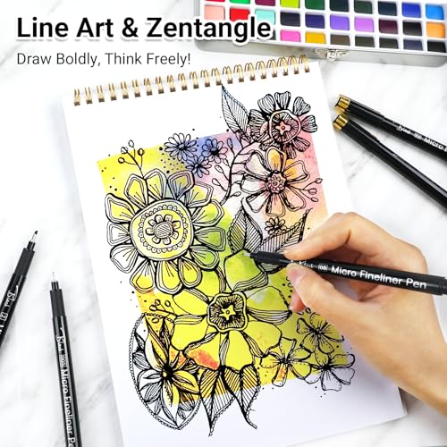 KERIFI Micro Fineliner Drawing Pens for Artists, 16 Black Fine Liner Markers, Waterproof Archival Ink Multiliner Pens, Technical Mandala Zentangle Book Accessories, Art Supplies Stuff Gifts for Adults - color: 16 Black (Assorted Nib)
