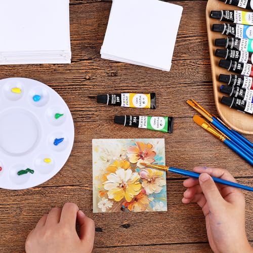 ESRICH Canvas Boards for Painting, 15 Pack Canvases 4x4 100% Cotton Small Paint Canvas Primed Acid Free Mini Blank Canvas Panels for Oil, Watercolor, Acrylic, Gouache & Tempera - size: 4*4in 15pack