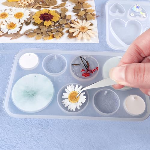 Resin Jewelry Molds, 128 Pcs Multiple UV Resin Earring Mold with Holes, Basic Epoxy Keychain Kits Bundle Complete Set, Necklace Pendant Moldes para Resina Epoxica for Female - color: 128pcs Jewelry Molds