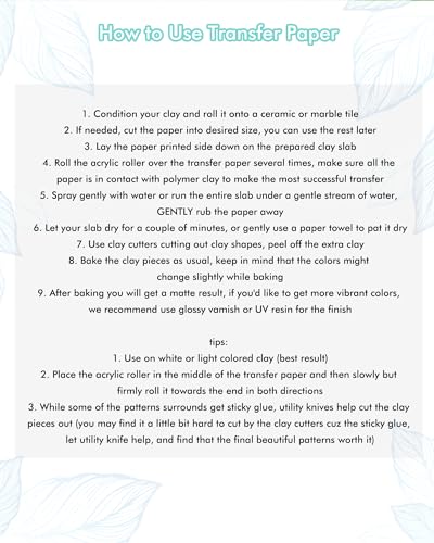 Puocaon Transfer Paper for Polymer Clay, 4 Design 20 Pcs Retro Flower Clay Transfer Paper for Polymer Clay Earrings, Vintage Flower Daisy Transfer Paper Clay Jewelry Making Oil Painting Jewelry