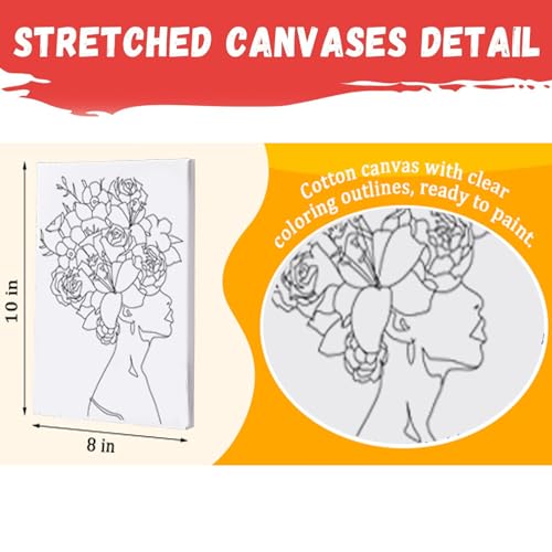 HAGUDAMU 3 Pack Flower Girl|Pre Drawn Canvas for Painting for Adults Paint and Sip Party Supplies Canvas Painting Kits Stretched Canvas to Paint Games Ladies Night Flowers Girl Art Set(8x10) - color: Flower Girl