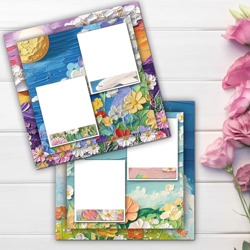 48 Sheets Oil Painting Floral Scrapbook Paper,Oil Painting Floral Pattern Decorative Scrapbook Paper for Journals DIY Cards and Photo Albums,Aesthetic Craft Supplies - color: Oil Painting Floral