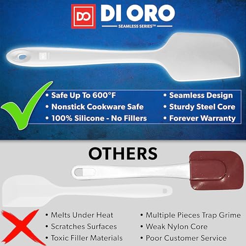 DI ORO Silicone Spatula Set - 600F Heat Resistant, 5-Pc Stone - color: Stone