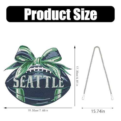 Rertcioph Football Diamond Art Hanging Kit for Adults, DIY Acrylic 5D Diamond Painting Hanging Ornament for Seattle Home Wall Decor and Gift - color: Seattle
